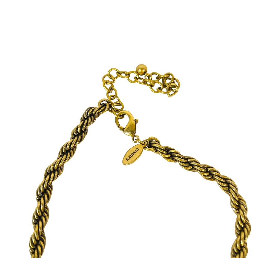Chicos Twisted Rope Lariat Tassel Necklace Long Antique Gold Tone Opera Length - Picture 13 of 16